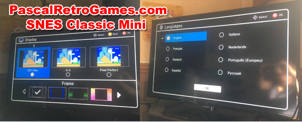 SNES Classic Mini écran menu